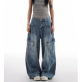 Korean Retro Lady High Waist Jeans Female New Streetwear Baggy Denim Trousers Women Comfortable Straight Leg Pants