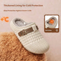 Women's Winter Knitted Mule Slippers Fleece Lined Warm Clogs with Adjustable Buckle Soft Thick Sole Indoor Outdoor House Shoes