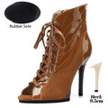 Women Sexy Thin High Heel Dance Shoes Party Ballroom Pole Jazz Lace Up Platform Dancing Boots Short Tube Heels 9.5/11cm Booties