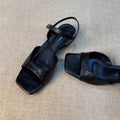 2026 Summer Women's Low Heel Sandals - Fashion Leather Material Suitable for Office Wear and Casual Outdoor Shoes Sizes 35 - 42