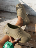 Women's All-Season Casual Simple Everyday Solid Color Eva One-Piece Flat Slip-On Loafers with Closed Toe, Anti-Kick, Anti-Splash Fishing Shoes, Beach Shoes