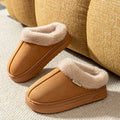 Fashion PU Warm Women Winter Slippers Boot Couple Indoor Outdoor Anti-slip Snow Boots Men Leisure Home Shoes