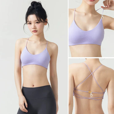 Women's Sports Bra Sexy Crisscross Back Spaghetti Straps for Yoga Gym Training Fitness Wear
