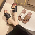 2025 New Arrival Roman Beach Slippers for Women Summer Fashion Simple and Versatile Flat Bottomed One-piece Toe Sandals Outdoor