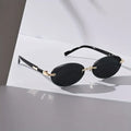 Vintage-Inspired Oval Frameless Fashion Glasses for Men Women Metal Frame Tone Accents Multiple Sunglasses Colors Available