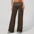 Women Yoga Pants Striped Flare Fashion Polka Dot And Striped Wide Leg Pants For Women Fold Over Waist Bell-bottoms Flare Yoga Pants Push Up Workout Leggings