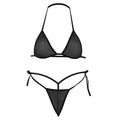 Sexy Mini Bra Sets Wirefree Ultra-thin Mesh Unlined Bra Brief Set Black Transparent 2 Pieces Halter Women's Exotic Lingerie Sets