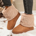 2026 Fashion Solid Color Ribbed Cuff Design Comfort Women's Snow Boots Winter New Simple Round Toe Outdoor Casual Women Boots
