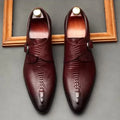 Crocodile Pattern Business Formal Leather Shoes For Men British Style Pointed Toe Loafers Monk Strap Men Wedding Shoes