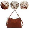Large Capacity Shoulder Bag Suede Adjustable Strap Crossbody Bag Zipper Women's Handbag Commuting ﻿