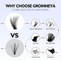 GROINNEYA DIY Eyelash Clusters Kit Thick Eyelash Clusters D Cur Wispy Individual False Eyelashes Eyelash Extensions Makeup Tool
