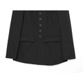 Women Stand Mandarin Collar Multi Button Front Blazer Long Sleeve Flap Pockets Slim Fit Solid Color Office Casual Suit Jacket