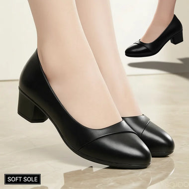 Spring and Summer Soft Soled Comfortable Anti Slip Fashionable Women's High Heels New Mid Heel Mom Work Women's Shoes 2025