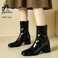 Ankle Boots Boots Woman Hot Sale New Ankle Boots For Woman 4CM Chunk Heel Square Toe Side Zip Casual Short Boots Nightclub Fashion Versatile Lady Shoes