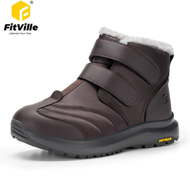FitVille Men's Extra Wide Snow Boots Outdoor Water-resistant Hiking Boots Autumn Winter Warm Fleece Shoes for Men Lightweight