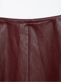 Ladies New Autumn Midi Skirt High Waist A Line PU Leather Long Skirts Women Elegant Fashion Solid Color Office Lady Skirt Female