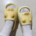 Korean Thick Bottom Cat Slippers Soft Sole Solid Color Thick Platform Slippers EVA Non Slip House Shoes for Couples and Women