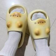 Korean Thick Bottom Cat Slippers Soft Sole Solid Color Thick Platform Slippers EVA Non Slip House Shoes for Couples and Women