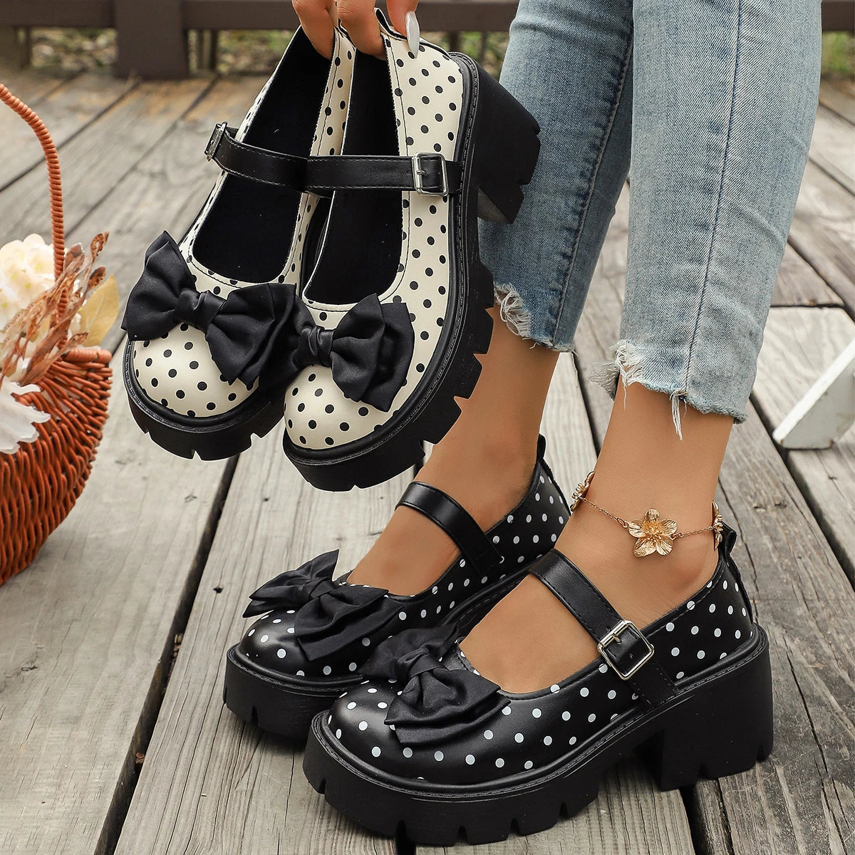 Spring/Autumn Elegant and Sexy Wave Point Root Thick Bottom Mother Shoes Fashionable Best Selling New Comfortable Women's Shoes