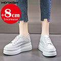 Women White Platform Sneakers Breathable Mesh Lightweight Casual Shoes Height Increase Chunky Sole Comfort