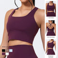 Hearuisavy Summer Running Sports Vest With Padded Bra ECO Gym Push Up Yoga Top Women Cross Back U-Neckline Fitness Underwear