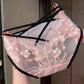 4pcs Plus Women Floral Lace Panties Mesh Briefs Cross‑strap Back Mid‑low Rise Cotton Crotch Breathable Soft Intimate Lingerie