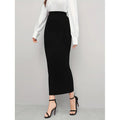 Solid Color Women's Regular Fit Midi Skirt 2025 Elastic Waist Casual Office Slimming Elegant Skirt