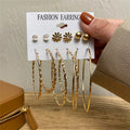 Fashion Geometric Hoop Earrings Set for Women Vintage Bohemian Pearl Gold Color Round Earring Punk Daily Wear Jewelry Gifts 2025