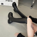 2025Winter Women Knight High Boots Fashion Back Ers Ladies Elegant Platform Flats Long Booties Short Plush Women's Footwear