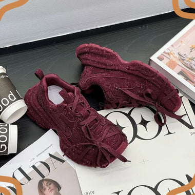Trendy Womens Shoes Street Style Rhinestone Chunky Sneakers for Woman Exquisite Daily Casual Shoes Designer Shoes Tenis De Mujer
