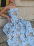 Elegant Floral Long Sundress Women's High Waist Hollow Out Dress White Sun Dresses Summer Evening Graduation Party
