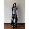 YIBASHU Women Camouflage Gothic Y2k Gyaru Baggy Jeans Oversize Denim Trousers Vintage Harajuku Grunge Cargo Wide Leg Jean Pants