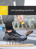 Safety Shoes Men Steel Toe Work Shoes Rotated Button Lightweight Indestructible Anti-smash Safety Boots Protective Work Sneakers