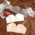FINETOO Front Closure Push Up Bras Sexy Seamless Plunge No Steel Brassiere Thick Female Underwear Solid Color Invisible Lingerie
