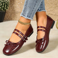 Spring and Autumn New Square Toe Comfortable Work and Leisure Shoes for Women Fashionable and Hot Selling Sexy Bow Flat Shoes