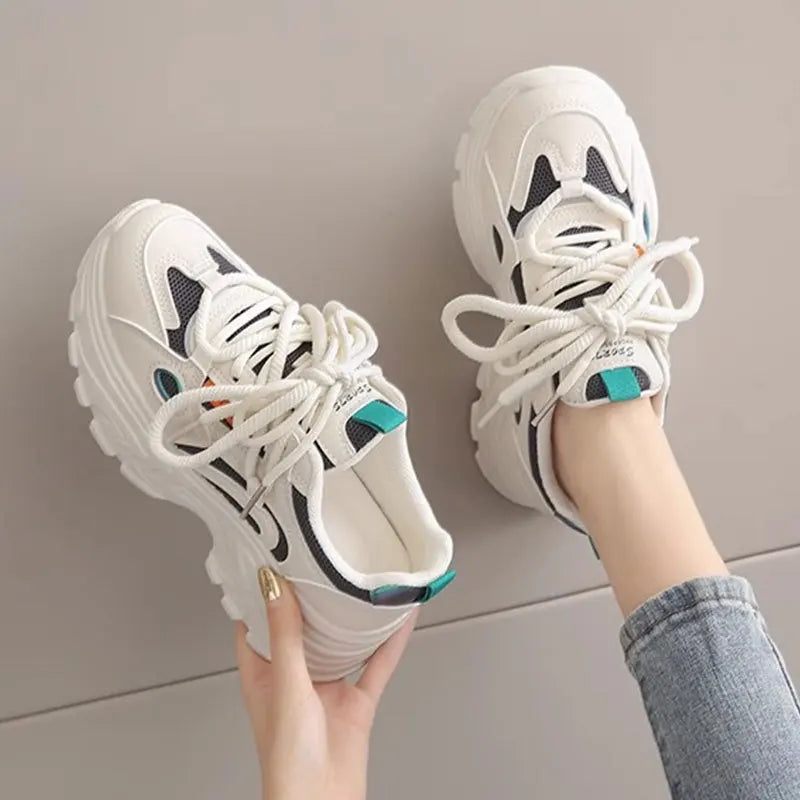 2026 Spring New Comfortable Anti Slip Women's Sports Shoes Fashion Platform Women's Sneakers Woman Shoes Lace Up Chunky Sneakers