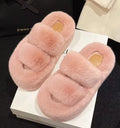 Spring and Autumn New Sponge Cake Thick Bottom Increase Plush Cotton Slippers Women Shoes Wear Home Woolen Shoes