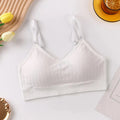 Women Ribbed Seamless Bralette Wireless Padded Bra Adjustable Thin Straps Soft Comfort Breathable Casual Brassiere Lingerie