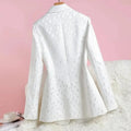 White Suit Coat Women Jacquard New 2025 Spring Autumn Slim Outerwear Fashion Retro Joker Blazer Jacket Female Trend Overcoat Top