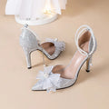 Plus Size Women's Pointed Toe Stiletto Sandals, Elegant Princess High Heels for Wedding Party Banquet Spring Summer