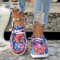 Women's Shoes, Casual Sports Shoes for Ladies, Fashionable Canvas Printed Low-Top Lace-Up, One-Step Lazy Shoes