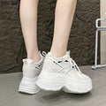 10CM Height Increasing Women's Chunky Sneakers Lace Up Platform Casual Shoes Zapatillas De Mujer Size 34-39 Zapatos De Mujer