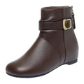 Shoes Autumn Winter Leather Ankle Boots Fleece Lined Thick Sole Chunky Heel Mom Fashion Warm Cotton Shoes For Middle Aged Ladies