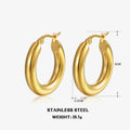 Women Earrings Hoop For Classic Fashion Smooth Round Hoop Earrings For Women Stainless Steel 5mm Thick Ear Buckle Huggie Earrings Circle Vintage Jewelry