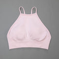 Women Sports Bra for Workout High Neck Gym Crop Top Nylon Fitness Shirts Padded Activewear