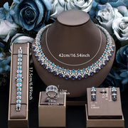 2025 New 4-piece Ring Cubic Zirconia Bridal Wedding Jewelry Set, Dubai Nigeria Crystal Wedding Jewelry Set