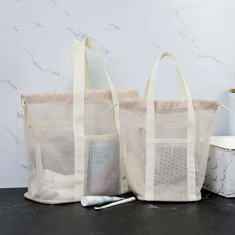 New Portable Handbag Mesh Large Capacity Bath Bag Shopping Tote Beach