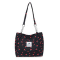 Casual Large Capacity Tote Bag Zipper Lightweight Shoulder Bag Cherry-print Handbag Girls