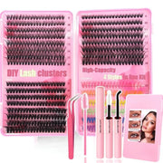 New 400pcs Set Cluster Eyelash Extensions Mix Length with Tweezers DIY Eyelashes Makeup Tool Colorful Lash Book Personal Use