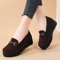 Spring Platform Women Shoes Autumn Flats Sneakers Suede Leather Casual Shoes Metal Buckle Decorate Comfort Slip on Women Loafers